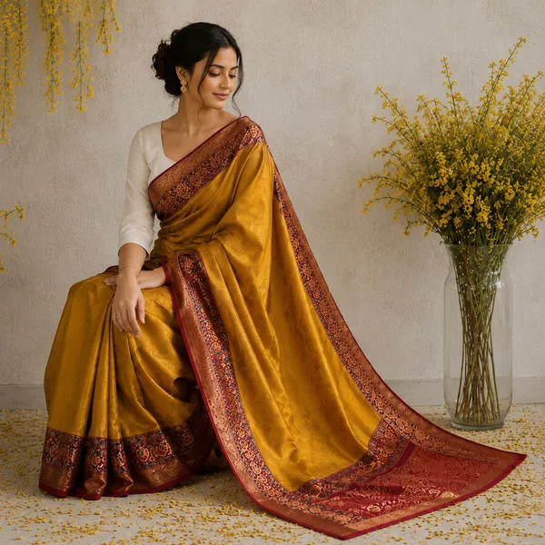 Oxin_Woven_Banarasi_Art_Silk_Saree_(Gold_And_Brown)