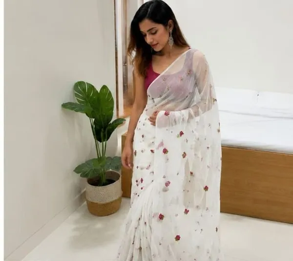 Oxin_Embroidered,_Floral_Print_Bollywood_Art_Silk,_Organza_Saree_(White)