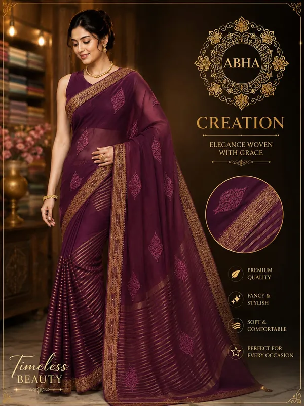 Wine_Georgette_Woven_Zari_Border_Traditional_Saree_For_Women