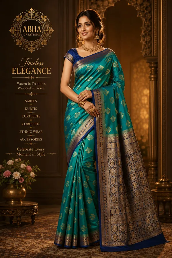 Teal_Silk_Zari_Woven_Banarasi_Saree_For_Women