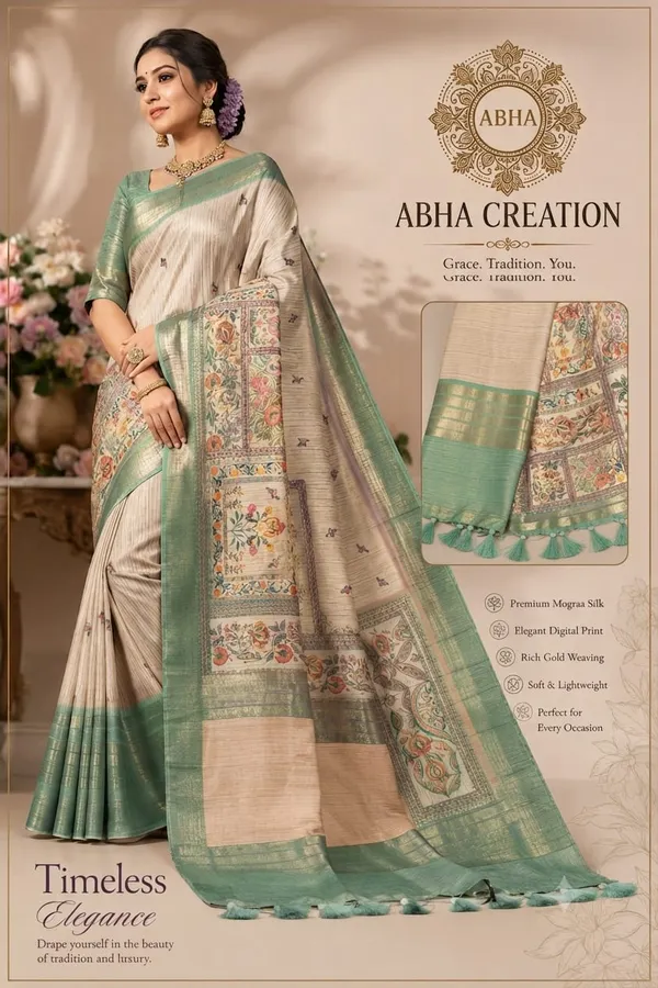 Beige_Silk_Floral_Digital_Print_Saree_For_Women