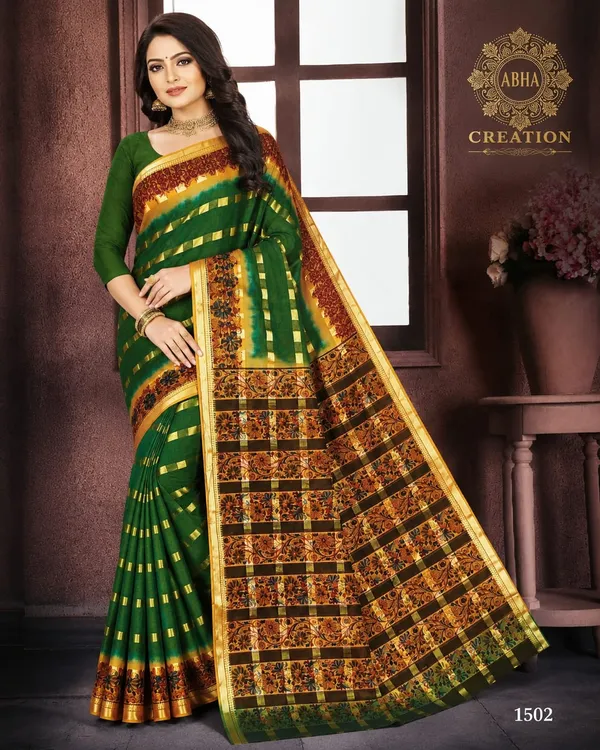 Green_Silk_Woven_Zari_Border_Traditional_Saree_For_Women