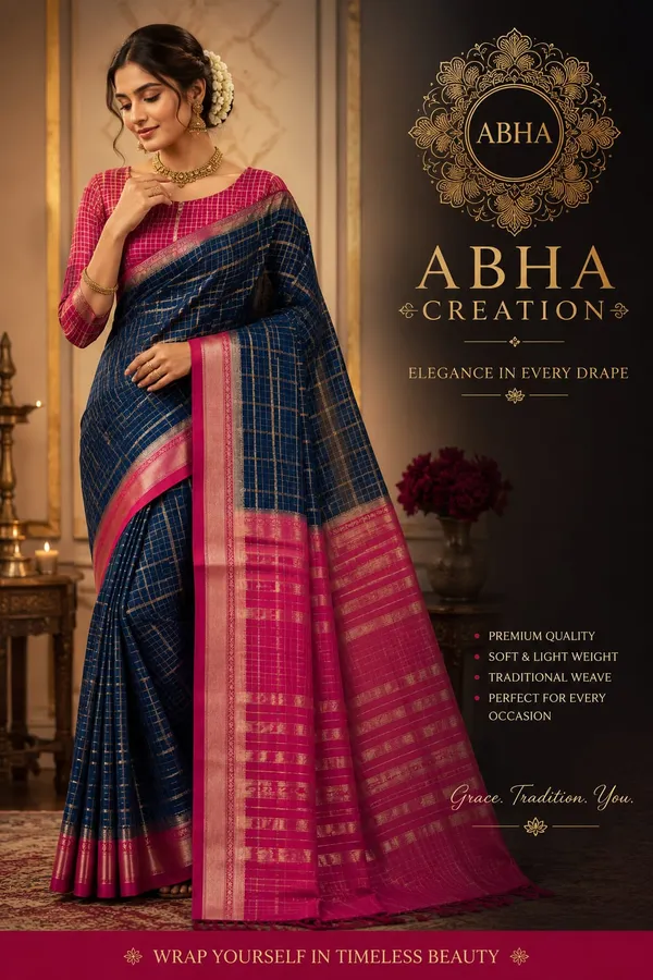 Navy_Blue_Silk_Woven_Pink_Border_Banarasi_Saree_For_Women
