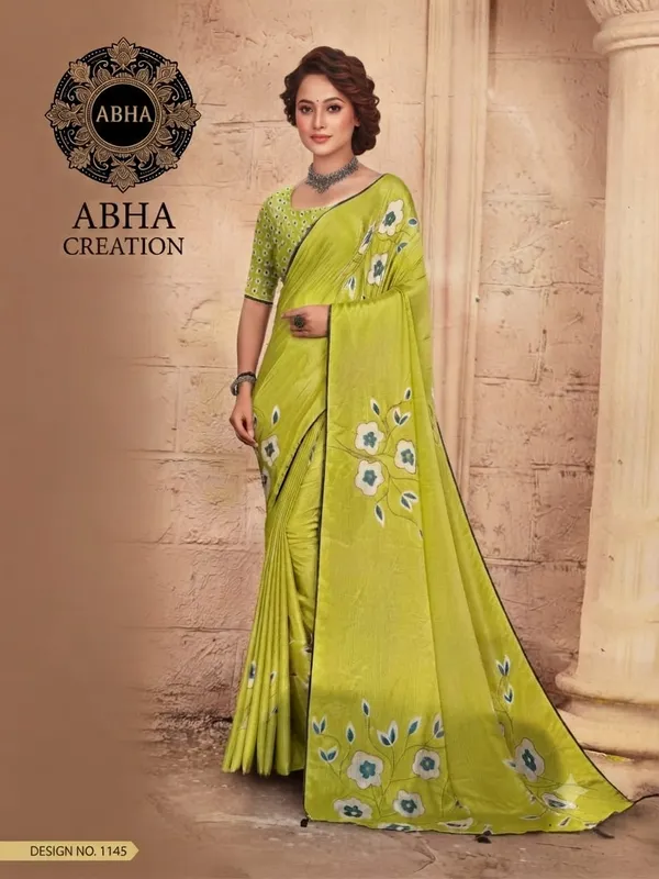 Green_Satin_Silk_Floral_Print_Saree_With_Embroidered_Blouse_For_Women
