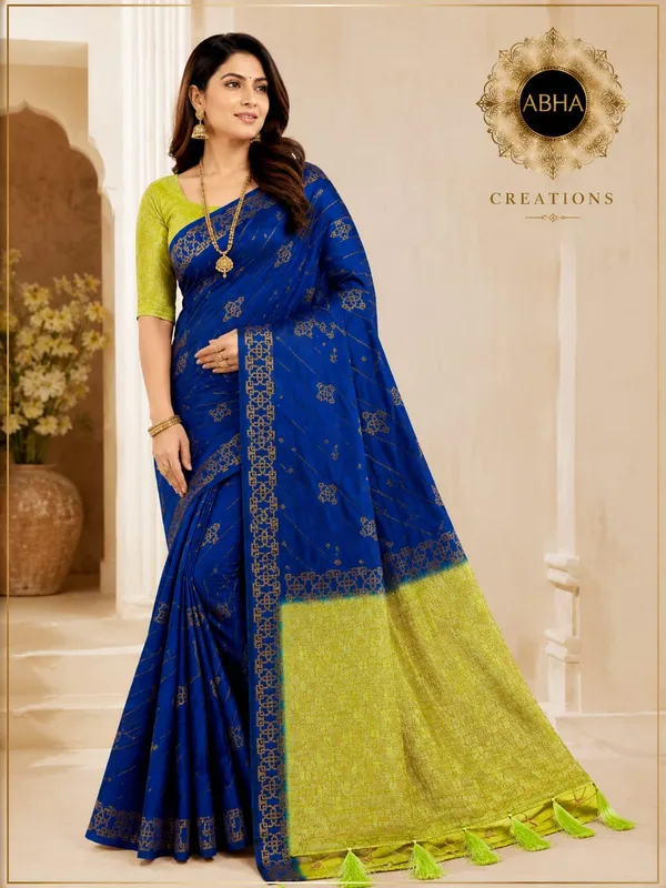Blue_Silk_Zari_Woven_Contrast_Border_Saree_For_Women