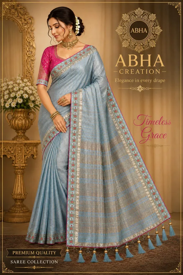 Blue_Tussar_Silk_Woven_Embroidered_Border_Saree_For_Women