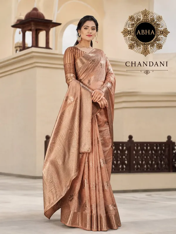 Rose_Gold_Silk_Woven_Zari_Floral_Saree_For_Women