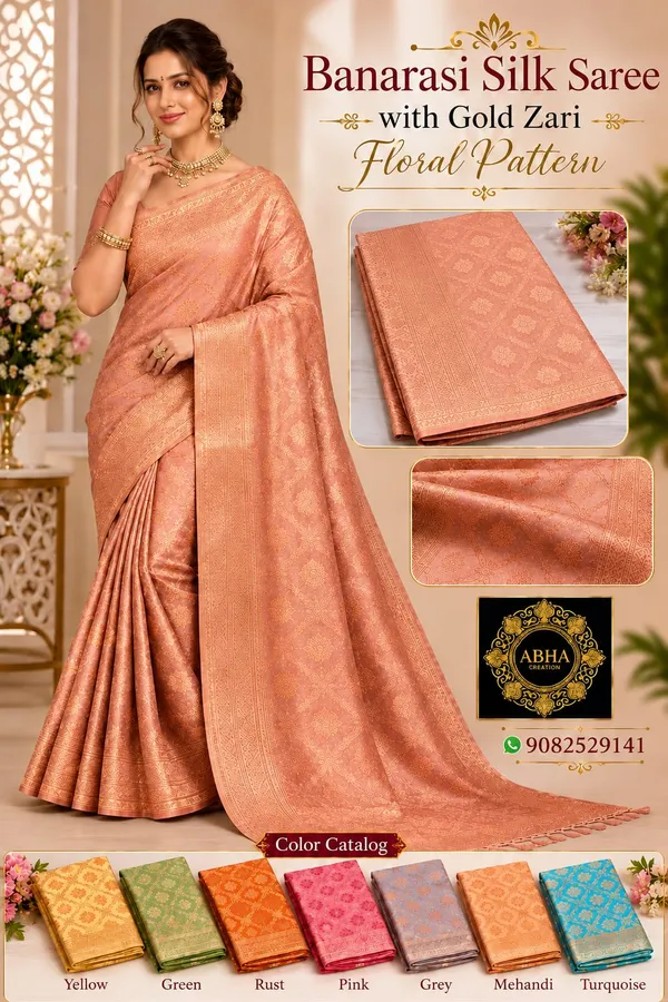 Rust_Mix_Cotton_Gold_Zari_Floral_Print_Saree_For_Women