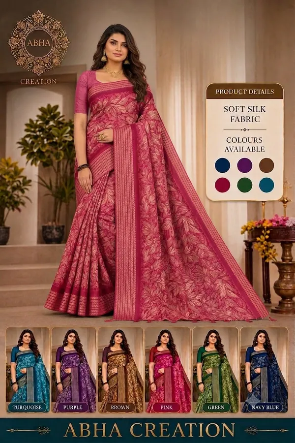 Pink_Crepe_Silk_Floral_Print_Saree_For_Women