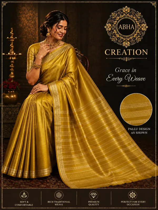 Golden_Yellow_Silk_Blend_Woven_Zari_Border_Saree_For_Women