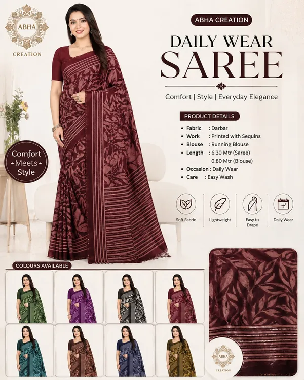 Maroon_Tissue_Linen_Printed_Sequin_Work_Saree_For_Women