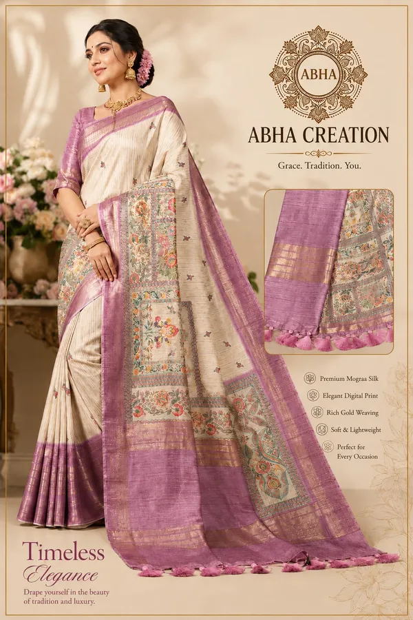 Ivory_Silk_Digital_Floral_Print_Zari_Woven_Saree_For_Women
