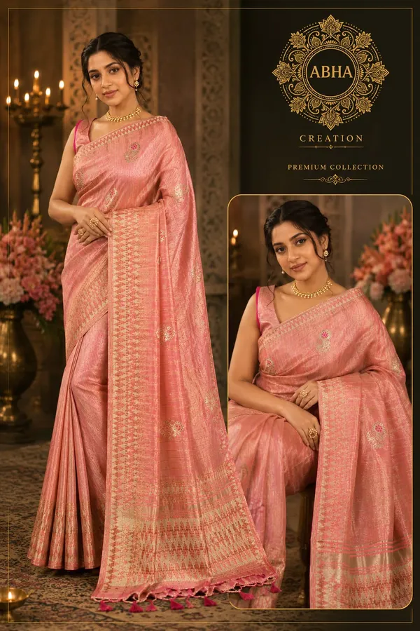 Pink_Tussar_Silk_Zari_Woven_Border_Banarasi_Saree_For_Women