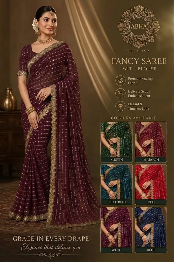 Maroon_Georgette_Sequin_Embellished_Fancy_Saree_For_Women