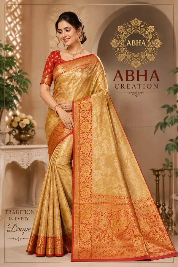 Gold_Semi_Kanjivaram_Silk_Zari_Woven_Banarasi_Saree_For_Women