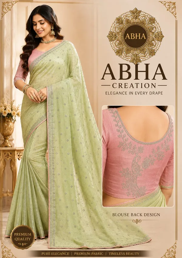 Green_Tissue_Organza_Embroidered_Stone_Work_Saree_For_Women