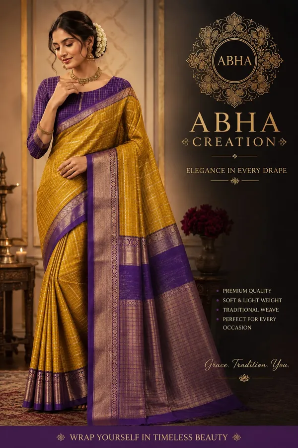Mustard_Yellow_Silk_Zari_Woven_Purple_Border_Saree_For_Women