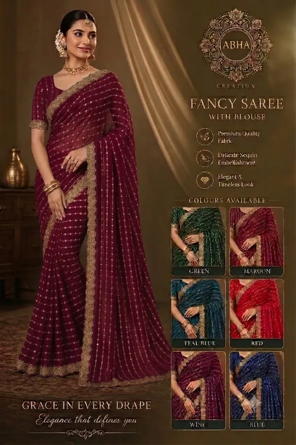 Maroon_Velvet_Silk_Sequin_Embellished_Saree_For_Women