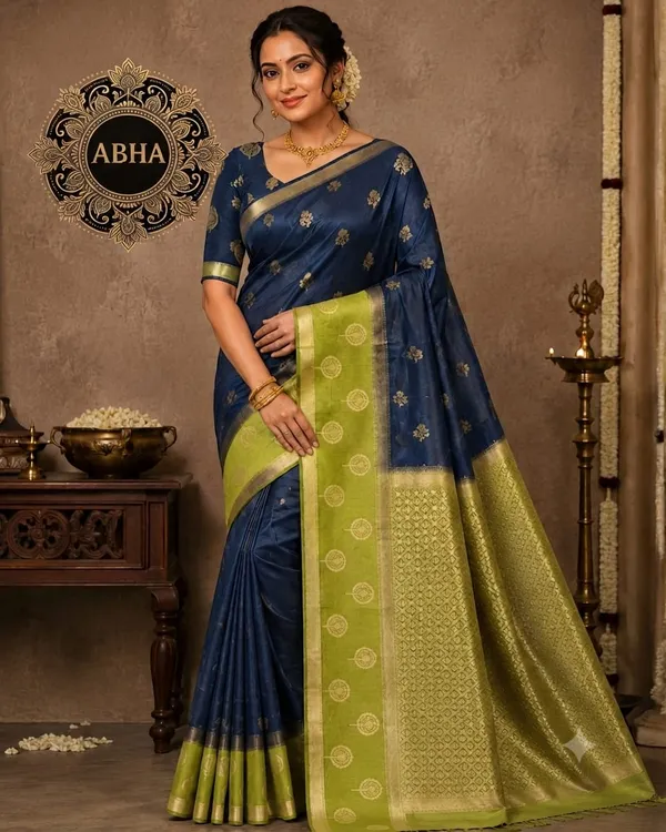 Blue_Silk_Zari_Woven_Contrast_Border_Banarasi_Saree_For_Women