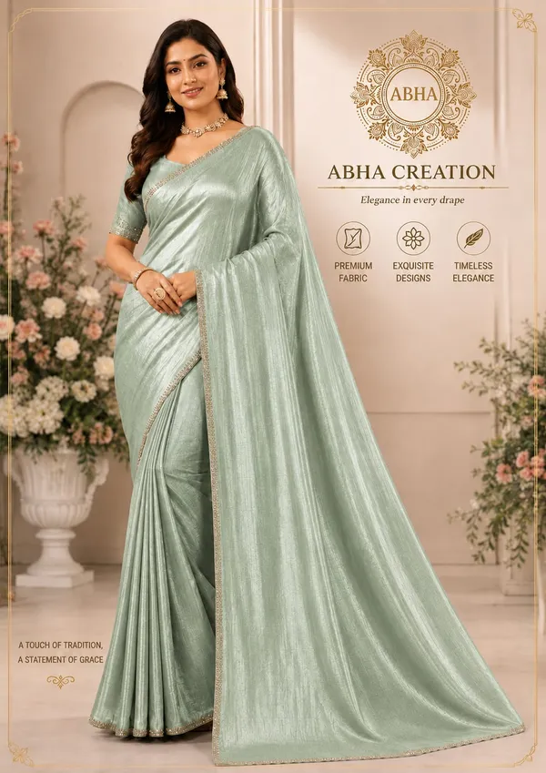 Sea_Green_Tissue_Organza_Sequin_Embellished_Border_Saree_For_Women