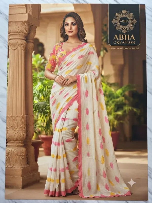White_Linen_Cotton_Handloom_Printed_Saree_For_Women