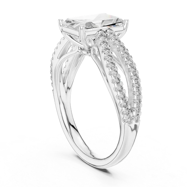 White_Gold_Sterling_Silver_Radiant_Cut_Split_Shank_Diamond_Ring_For_Women