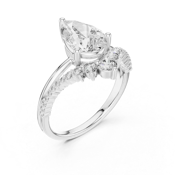 White_Gold_Sterling_Silver_Pear_Cut_Diamond_Halo_Engagement_Ring_For_Women