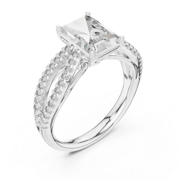 White_Gold_Sterling_Silver_Radiant_Cut_Split_Shank_Diamond_Ring_For_Women