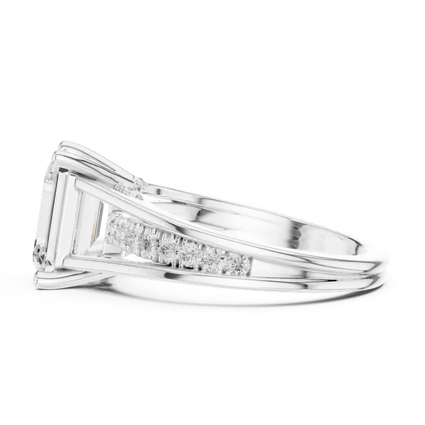 White_Gold_Sterling_Silver_Emerald_Cut_Split_Shank_Engagement_Ring_For_Women