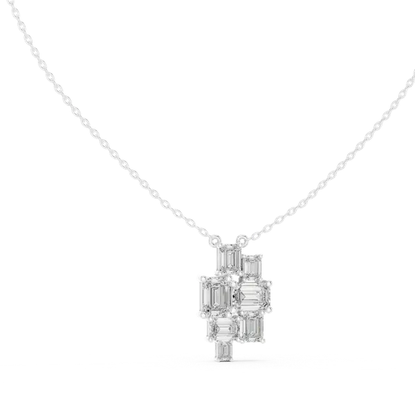 Silver_Sterling_Silver_Emerald_Cut_Cluster_Pendant_Necklace_For_Women
