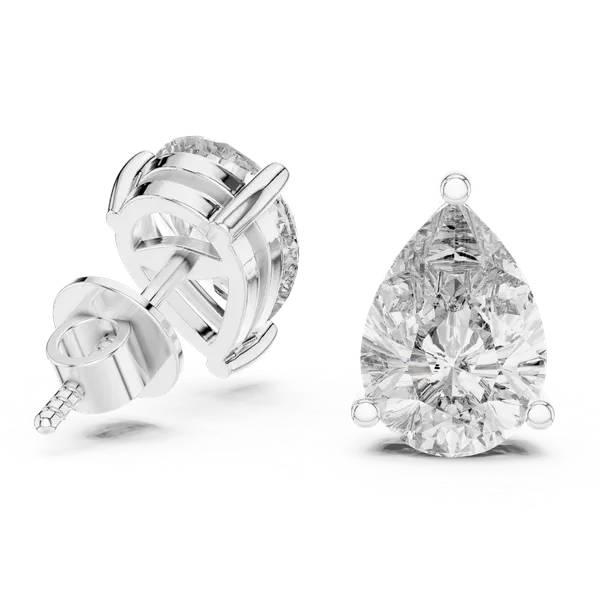 White_Gold_Sterling_Silver_Pear_Cut_Diamond_Stud_Earrings_For_Women