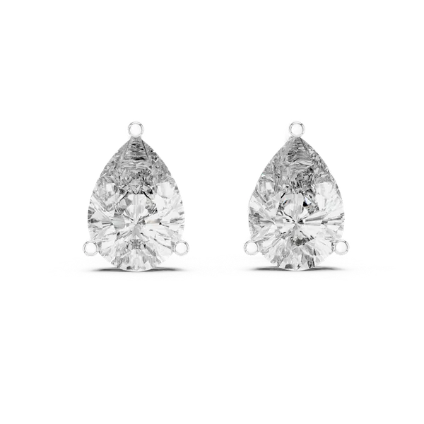 White_Gold_Sterling_Silver_Pear_Cut_Diamond_Stud_Earrings_For_Women