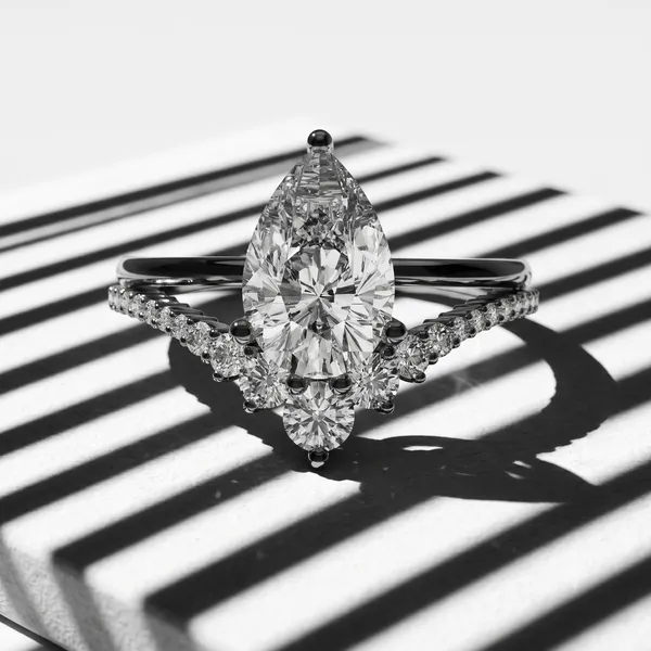 White_Gold_Sterling_Silver_Pear_Cut_Diamond_Halo_Engagement_Ring_For_Women
