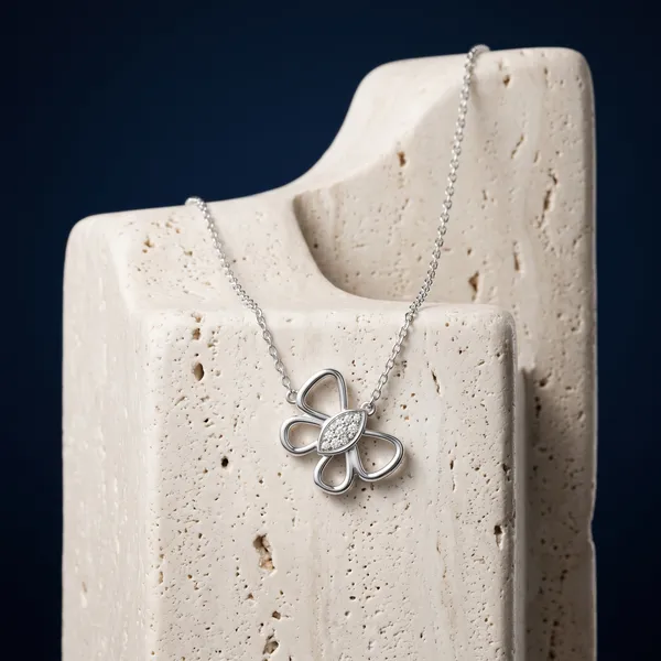 Silver_Sterling_Silver_Floral_Open_Petal_Pendant_Necklace_For_Women