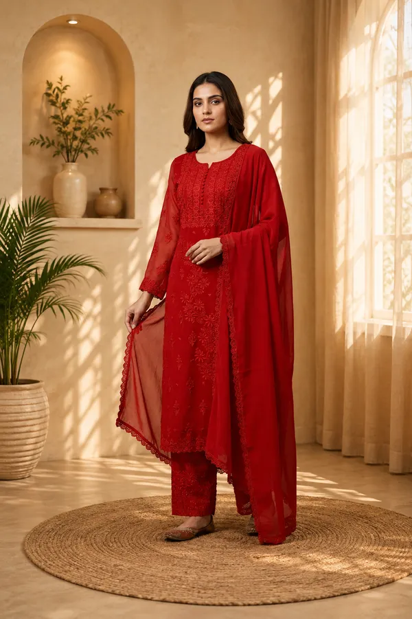 Red_Georgette_Straight_Embroidered_Kurta_Set_With_Dupatta_For_Women