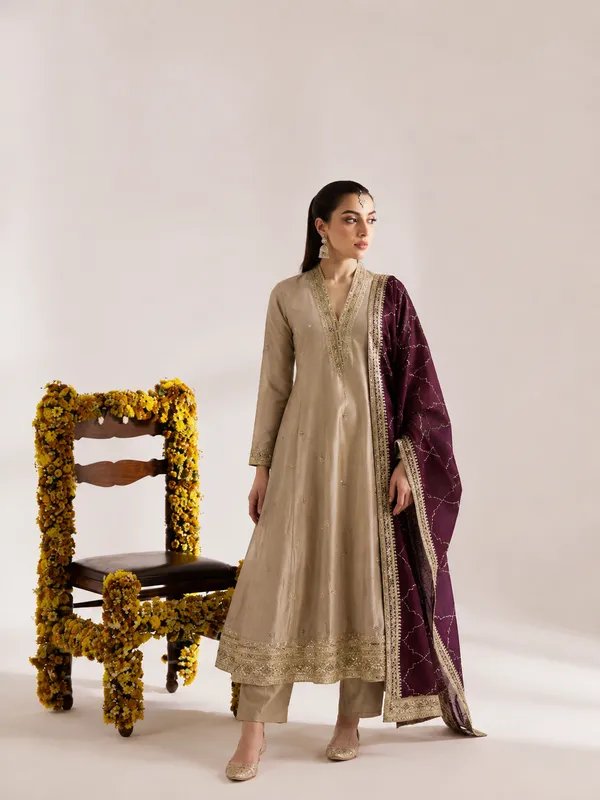 Luxury_Beige_&_Plum_Embroidered_Anarkali_Suit_Set_with_Statement_Dupatta