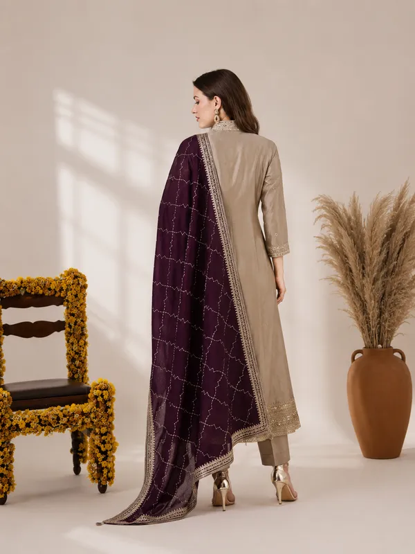Luxury_Beige_&_Plum_Embroidered_Anarkali_Suit_Set_with_Statement_Dupatta