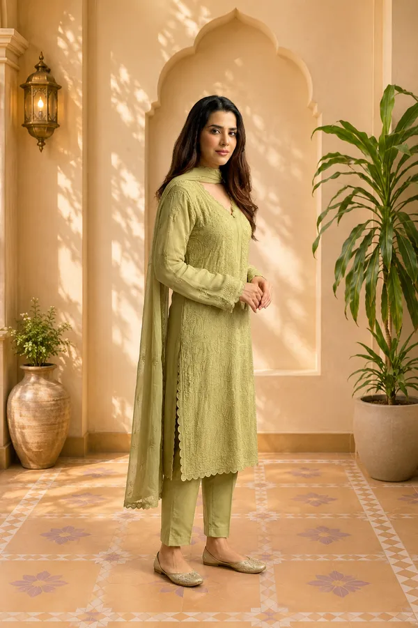 Yellow_Georgette_Straight_Embroidered_Kurta_Set_For_Women