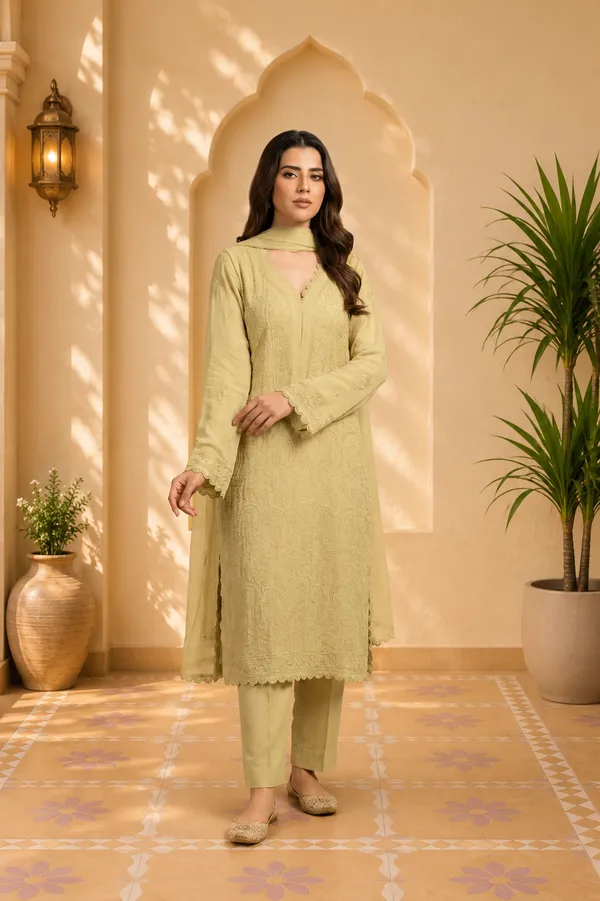 Yellow_Georgette_Straight_Embroidered_Kurta_Set_For_Women
