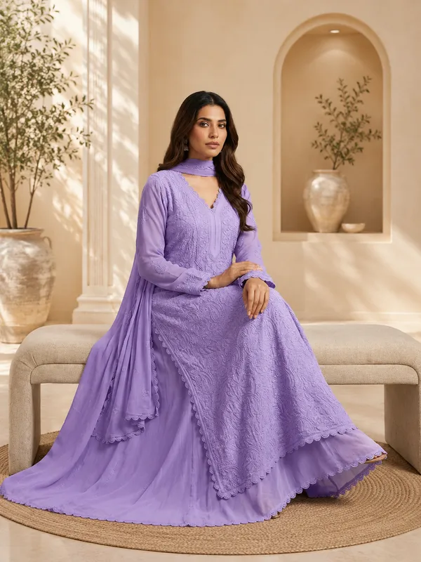 Lavender_Georgette_Embroidered_Anarkali_Kurta_For_Women