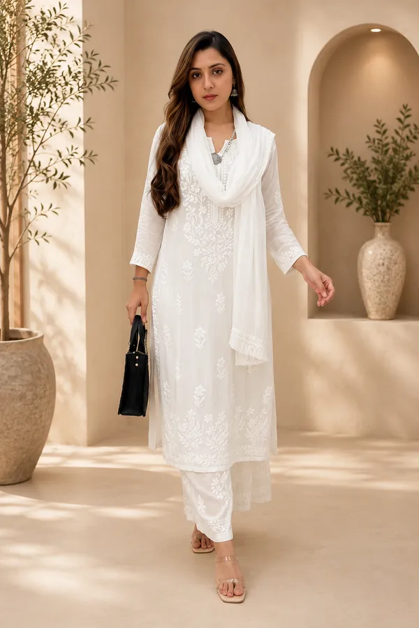 White_Muslin_Straight_Embroidered_Kurta_Set_With_Dupatta_For_Women