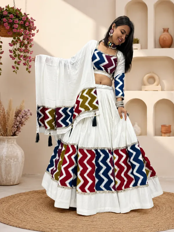 White_Pure_Cotton_Lehenga_Choli_For_Women