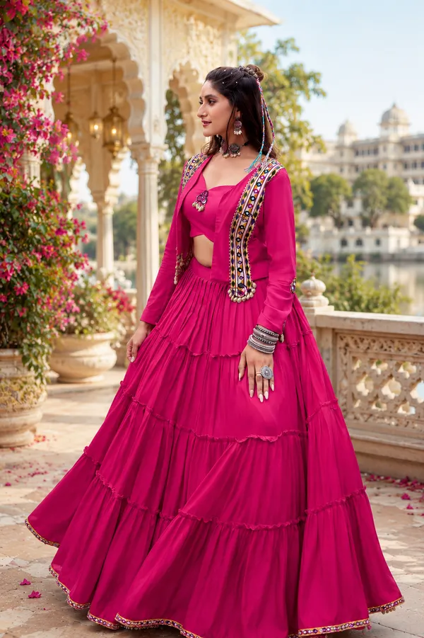 Mustard_Yellow_Pure_Rayon_Mirror_Work_Lehenga_Choli_For_Women