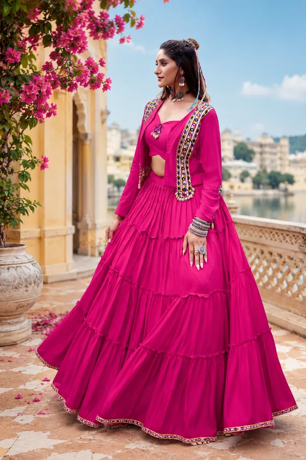 Mustard_Yellow_Pure_Rayon_Mirror_Work_Lehenga_Choli_For_Women