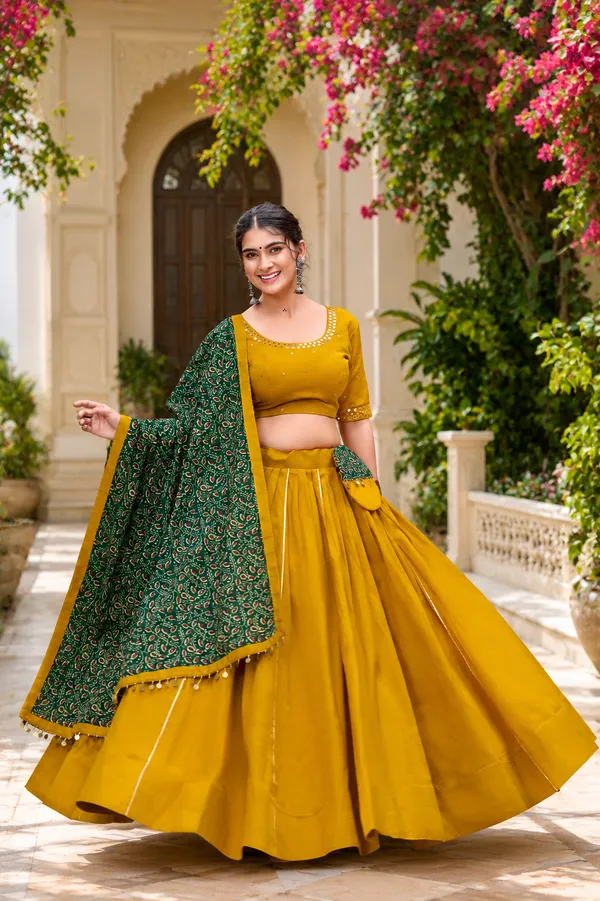 Blue_Pure_Cotton_Embellished_Lehenga_Choli_For_Women