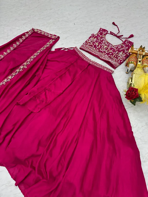 Blue_Vichitra_Silk_Flared_Lehenga_Choli_For_Women