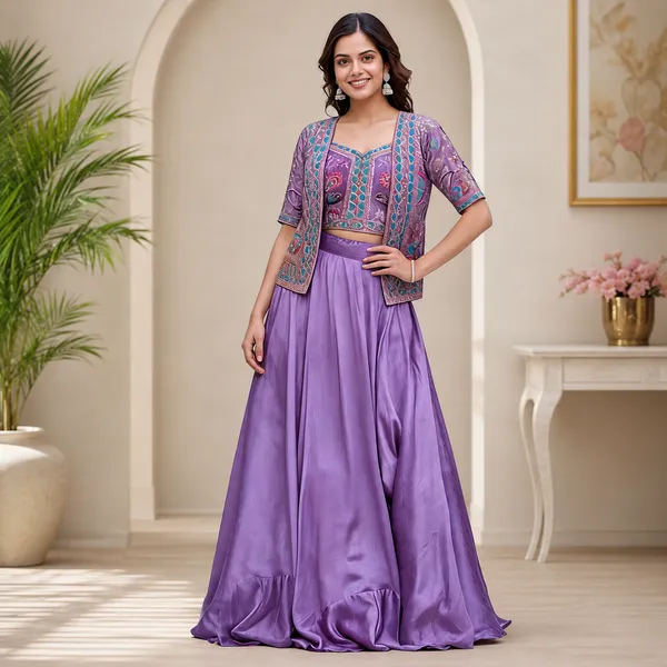 Purple_Yellow_Pure_Vichitra_Jacket_Style_Lehenga_Choli_For_Women