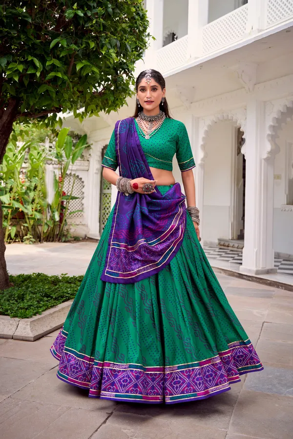 Red_Tasar_Silk_Flared_Lehenga_Choli_For_Women
