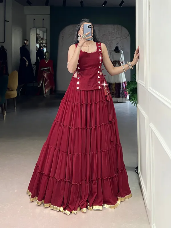 Black_Cotton_Ruffle_Tiered_Lehenga_Choli_For_Women