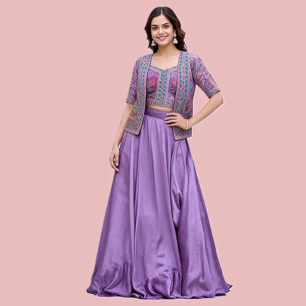 Purple_Yellow_Pure_Vichitra_Jacket_Style_Lehenga_Choli_For_Women